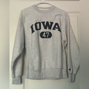 University of Iowa Champion Light Gray Crew Neck Sweatshirt